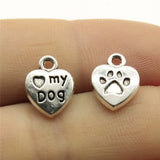 150pcs Dog Paw Pendant Charm Love My Dog For Jewelry Making