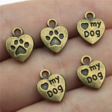 150pcs Dog Paw Pendant Charm Love My Dog For Jewelry Making