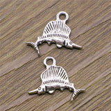 150pcs Tuna Fish Charm 15x21mm Antique Bronze Silver Jewelry DIY