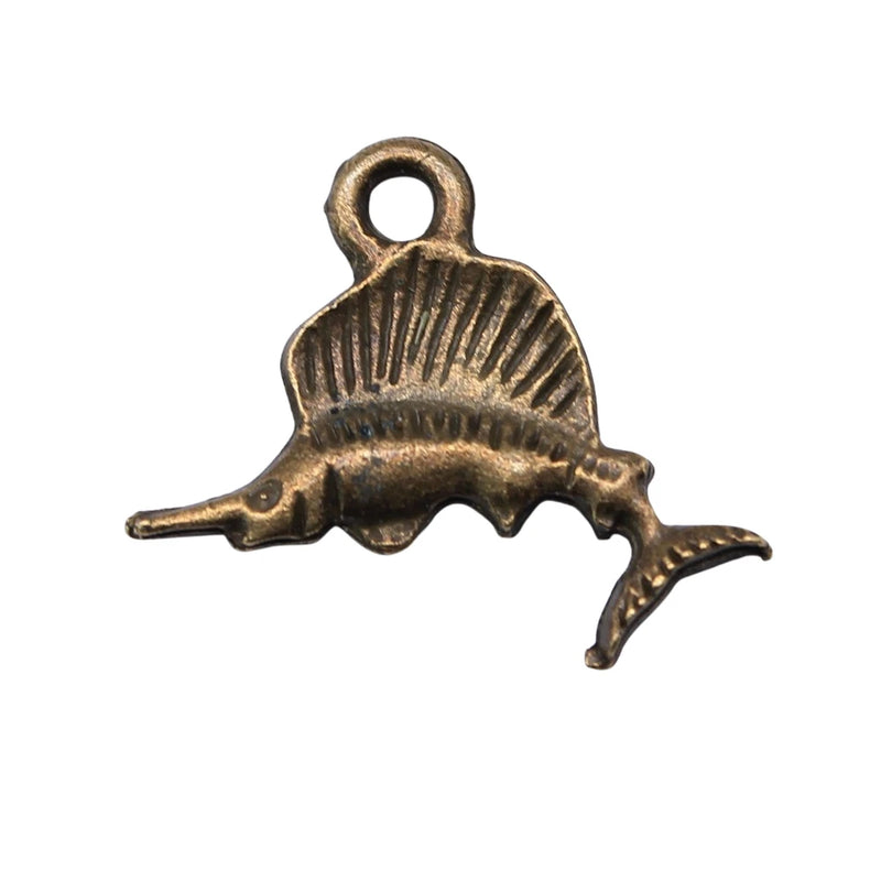 150pcs Tuna Fish Charm 15x21mm Antique Bronze Silver Jewelry DIY