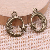 150pcs Antique Bronze Star and Moon Charm Pendant