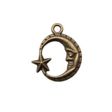 150pcs Antique Bronze Star and Moon Charm Pendant