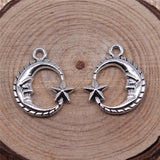 150pcs Antique Bronze Star and Moon Charm Pendant
