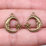 150pcs Antique Bronze Star and Moon Charm Pendant