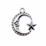 150pcs Antique Bronze Star and Moon Charm Pendant