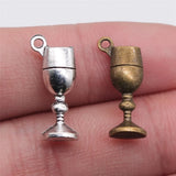 150pcs Antique Silver/Bronze Glass Cup Charm Goblet Wine Glass Charm