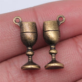 150pcs Antique Silver/Bronze Glass Cup Charm Goblet Wine Glass Charm