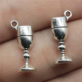 150pcs Antique Silver/Bronze Glass Cup Charm Goblet Wine Glass Charm