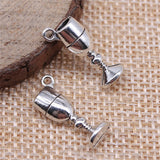 150pcs Antique Silver/Bronze Glass Cup Charm Goblet Wine Glass Charm