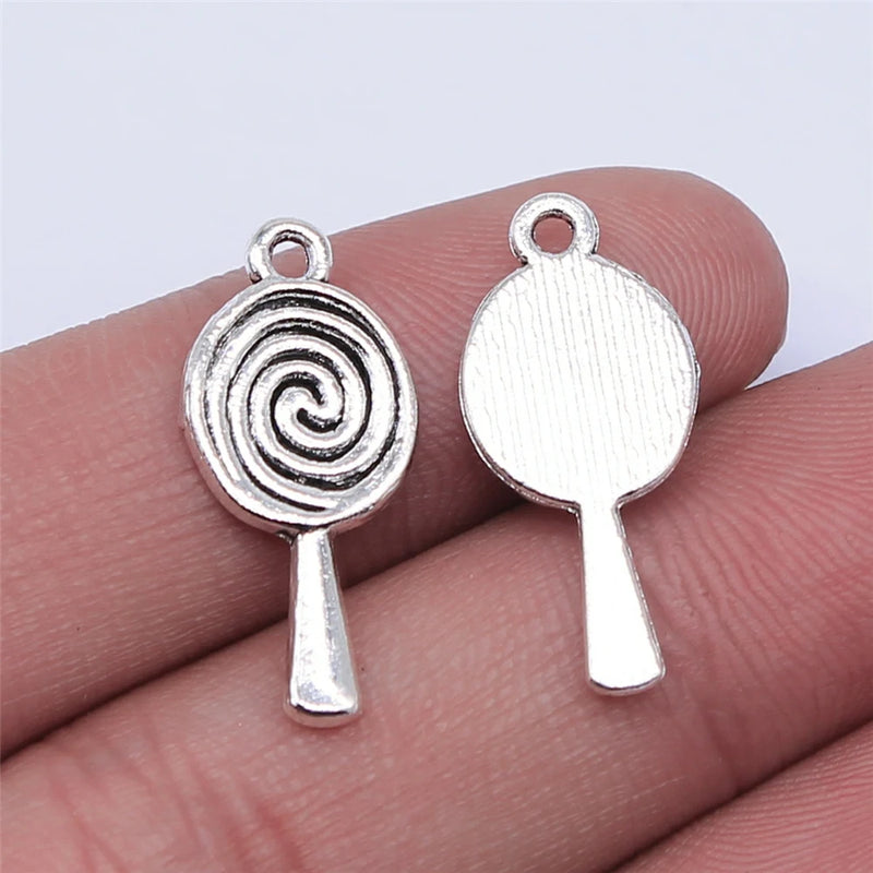 150pcs Lollipop Pendant Charms Antique Silver Jewelry Findings