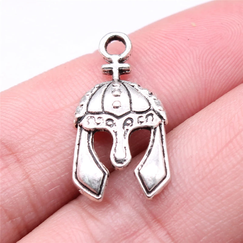 150pcs Soldier Helmet Charms Antique Silver Pendant for Jewelry Making