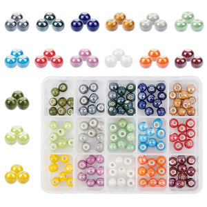 150pcs 8mm Pearlized Porcelain Beads Charms for Jewelry Making