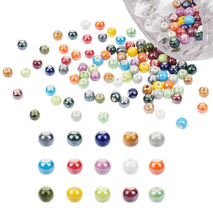 150pcs 8mm Pearlized Porcelain Beads Charms for Jewelry Making