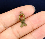 150pcs Bronze Breast Cancer Ribbon Charms Pendant