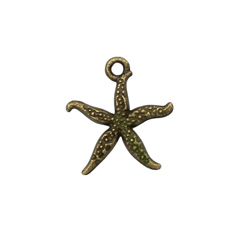 150pcs Antique Bronze Starfish Charms Pendant 18x17mm
