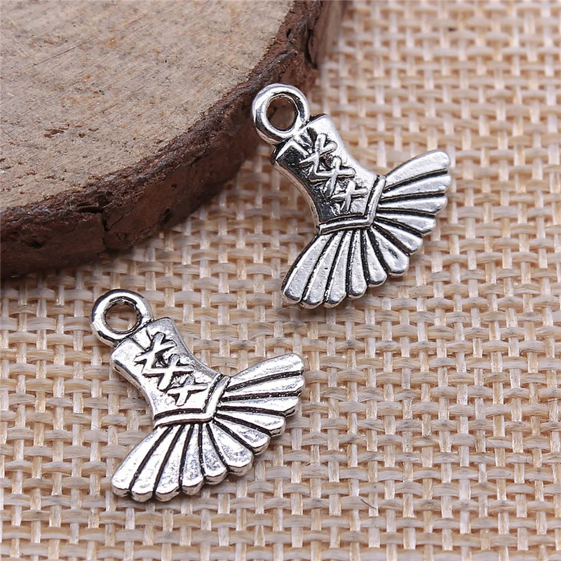 150pcs Ballet Dress Tutu Ballerina Charms Antique Silver Pendant DIY Jewelry