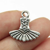 150pcs Ballet Dress Tutu Ballerina Charms Antique Silver Pendant DIY Jewelry