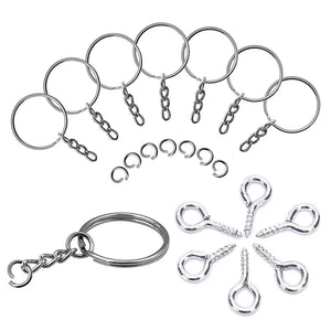 150pcs Key Ring Chain Split Jump Rings Screw Eye Pins DIY Keychain