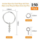 150pcs Key Ring Chain Split Jump Rings Screw Eye Pins DIY Keychain