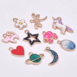 150pcs Enamel Girls Butterfly Stars Pendants DIY Jewelry Making