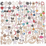 150pcs Enamel Girls Butterfly Stars Pendants DIY Jewelry Making
