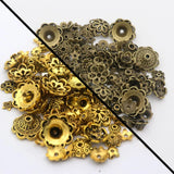 150pcs Mixed Tibetan Silver Flower Spacer Bead Caps for Jewelry Making