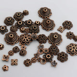 150pcs Mixed Tibetan Silver Flower Spacer Bead Caps for Jewelry Making