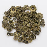 150pcs Mixed Tibetan Silver Flower Spacer Bead Caps for Jewelry Making