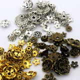 150pcs Mixed Tibetan Silver Flower Spacer Bead Caps for Jewelry Making