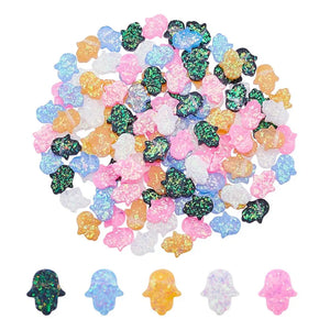 150pcs Opal Hand Shape Resin Beads 1mm Hole Loose Spacers DIY Jewelry Making