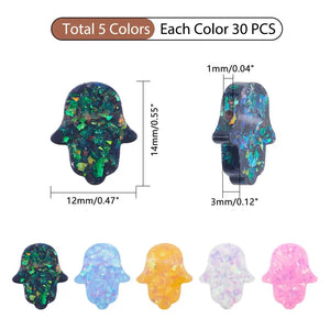 150pcs Opal Hand Shape Resin Beads 1mm Hole Loose Spacers DIY Jewelry Making