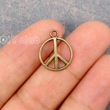 150pcs Peace Charms Antique Bronze 2 Sided Charm Pendant 17x14mm