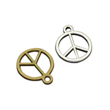 150pcs Peace Charms Antique Bronze 2 Sided Charm Pendant 17x14mm