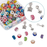 150pcs Polymer Clay Rhinestone European Beads Dangle Charm Beads