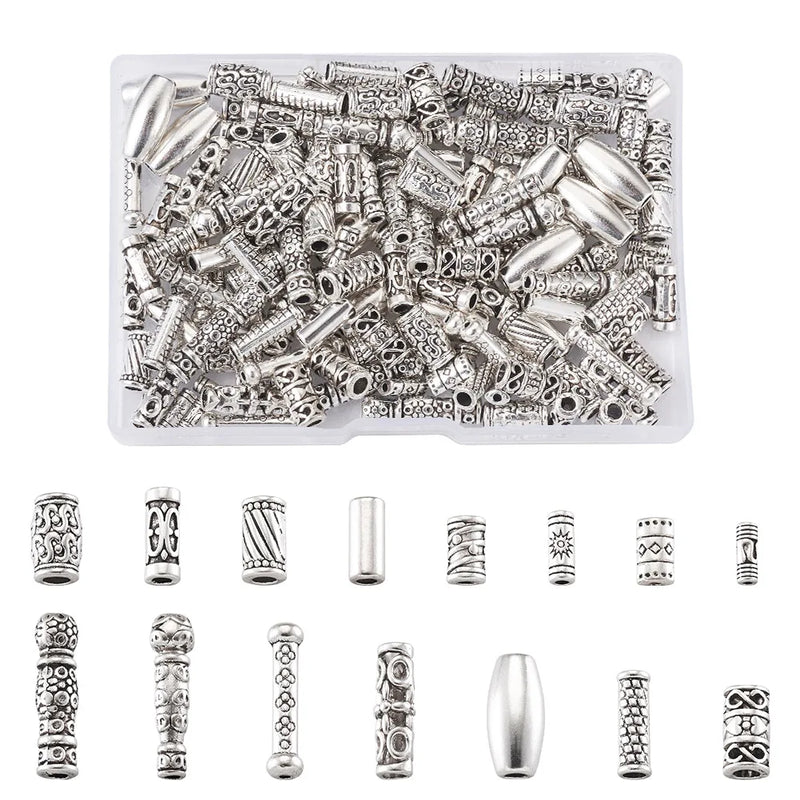 150pcs Tibetan Metal Beads Tube Shape Spacer Beads Charms DIY Jewelry Findings