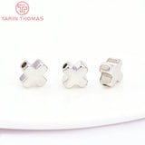 20PCS 6x6MM 24K Plated Brass Cross Beads for Bracelet DIY Jewelry Accessory