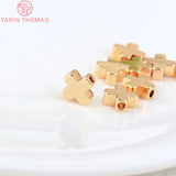 20PCS 6x6MM 24K Plated Brass Cross Beads for Bracelet DIY Jewelry Accessory