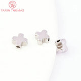 20PCS 6x6MM 24K Plated Brass Cross Beads for Bracelet DIY Jewelry Accessory