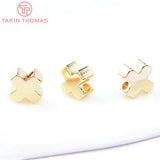 20PCS 6x6MM 24K Plated Brass Cross Beads for Bracelet DIY Jewelry Accessory