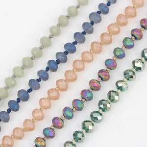 Tiny Glass Long Necklace, Knotted Beads Chains Bracelet - PD-06