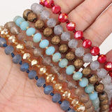 Champagne Rondelle Glass Beads Necklace - Long Knotted Jewelry