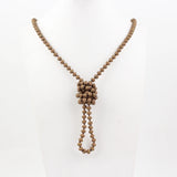 Champagne Rondelle Glass Beads Necklace - Long Knotted Jewelry
