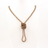 Champagne Rondelle Glass Beads Necklace - Long Knotted Jewelry