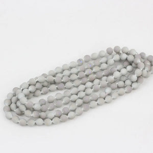 Frosted Glass Beads Chains Necklace Long Knotted Unisex Jewelry Gift