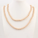 Frosted Glass Beads Chains Necklace Long Knotted Unisex Jewelry Gift
