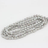 Frosted Glass Beads Chains Necklace Long Knotted Unisex Jewelry Gift