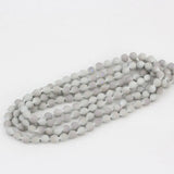 Frosted Glass Beads Chains Necklace Long Knotted Unisex Jewelry Gift