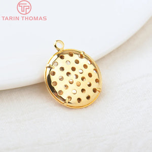 10 Sets 20MM 24K Brass Round Brooch Base Pendants Charms DIY Jewelry Findings