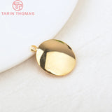 10 Sets 20MM 24K Brass Round Brooch Base Pendants Charms DIY Jewelry Findings