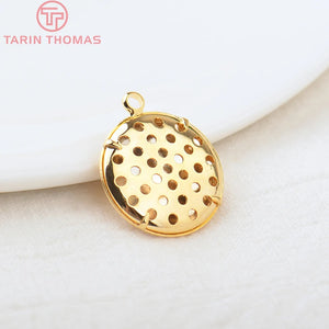 10 Sets 20MM 24K Brass Round Brooch Base Pendants Charms DIY Jewelry Findings